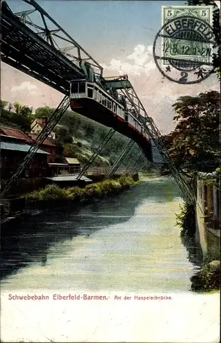 Ak Elberfeld Wuppertal Nordrhein Westfalen, Schwebebahn, An der Haspeler Brücke