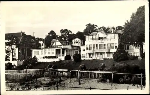 Ak Seebad Bansin, Hotel Seeschloß mit Strand