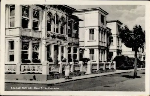 Ak Ostseebad Ahlbeck Heringsdorf Usedom, HO Gaststätte Strandterrasse, Außenansicht