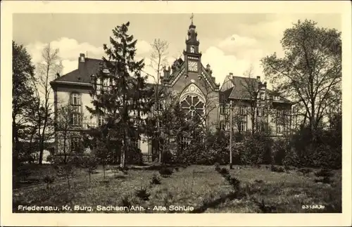 Ak Friedensau Möckern Sachsen Anhalt, Alte Schule, Außenansicht