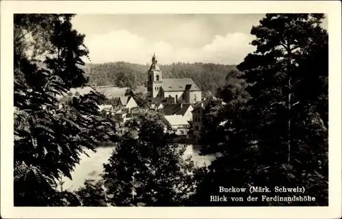 Ak Buckow in der Märkischen Schweiz, Blick von der Ferdinandshöhe, Kirchturm
