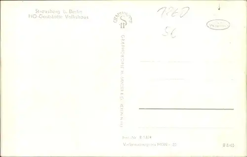 Ak Strausberg in der Mark, HO Gaststätte Volkshaus