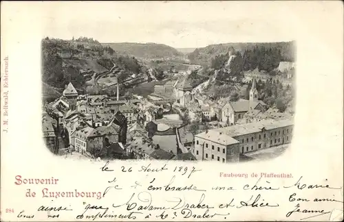 Ak Pfaffenthal Luxemburg, Faubourg, Ortsansicht