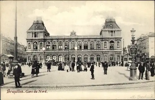 Ak Bruxelles Brüssel, Gare du Nord, Blick auf den Bahnhof, Straßenseite