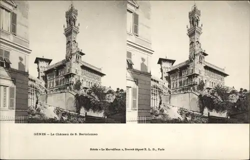 Stereo Ak Genova Genua Liguria, Le Chateau de S. Bartolomeo