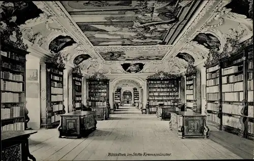 Ak Kremsmünster in Oberösterreich, Stift Kremsmünster, Bibliothek