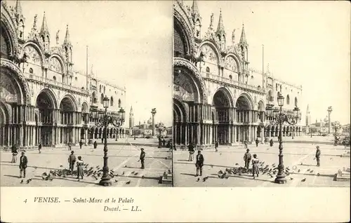 Stereo Ak Venezia Venedig Veneto, Saint Marc et le Palais Ducal, Markusplatz