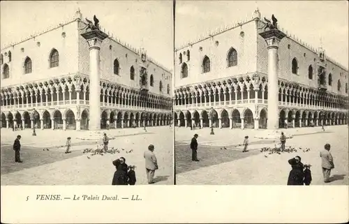 Stereo Ak Venezia Venedig Veneto, Le Palais Ducal, Markusplatz, Dogenpalast