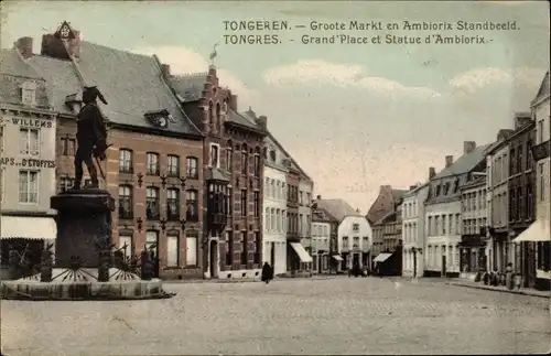 Ak Tongres Tongeren Flandern Limburg, Grand Place et Statue d'Ambiorix