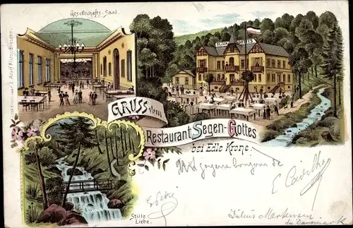 Litho Edle Krone Klingenberg im Erzgebirge, Restaurant Segen-Gottes, Gesellschafts-Saal