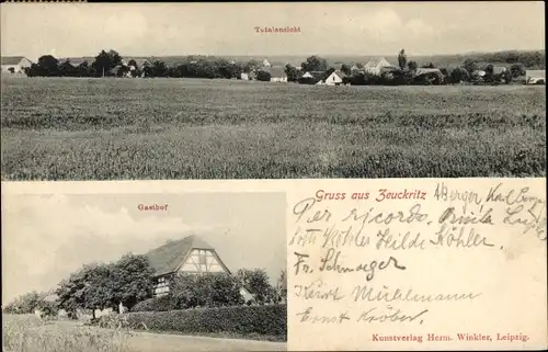 Ak Zeuckritz Cavertitz in Sachsen, Gasthof, Totalansicht