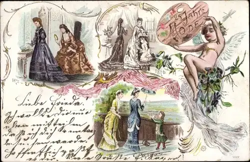 Ak 25 Jahre Mode, Damenmode im 19. Jahrhundert