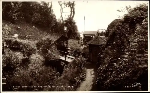 Ak Shanklin Isle of Wight England, Shore Entrance to the Chine, Pavillon, Parkeingang