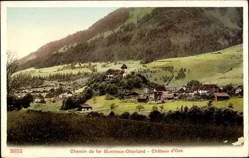 Ak Montreux Oberland Kt Waadt, Chemin de Fer, Chateaux d´Oex, Panorama