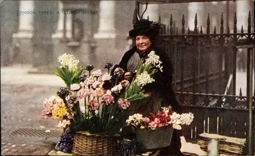 Ak London England, A flower Seller