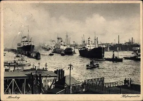 Ak Hamburg Mitte Altstadt, Hafenpartie, Dampfer, Boote