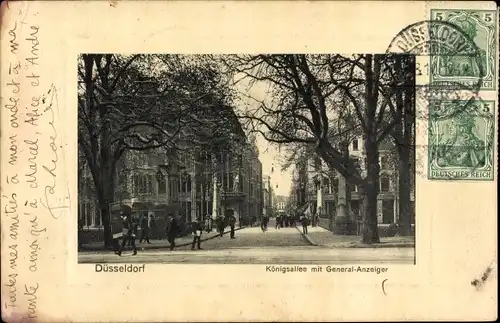 Ak Düsseldorf am Rhein, Königsallee mit General-Anzeiger
