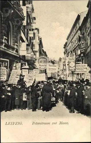 Ak Leipzig in Sachsen, Petersstraße während der Messe