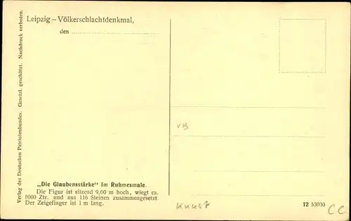 Künstler Ak Heroux, Leipzig in Sachsen, Völkersschlachtdenkmal, Die Glaubensstärke im Ruhmesmale