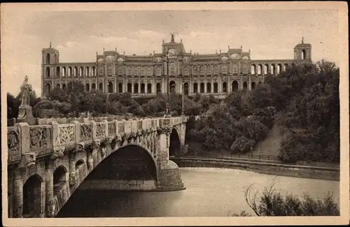 Ak München, Maximiliansbrücke, Maximilianeum