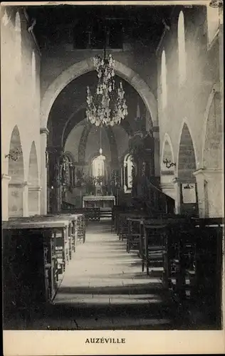 Ak Auzéville en Argonne Meuse, Eglise, Kirche, Innenansicht, Altar