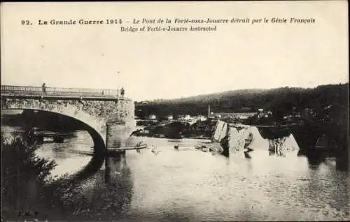 Ak La Ferte sous Jouarre Seine et Marne, Le Pont detruit par le Genie Francais, zerstörte Brücke