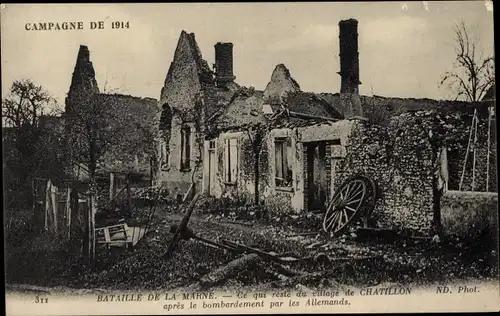 Ak Chatillon Hauts de Seine, Bataille de la Marne, Ce qui reste du village de Chatillon