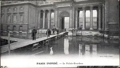 Ak Paris VII, Paris Inonde, Le Palais-Bourbon