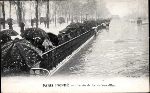 Ak Paris, Paris Inonde, Chemin de fer de Versailles