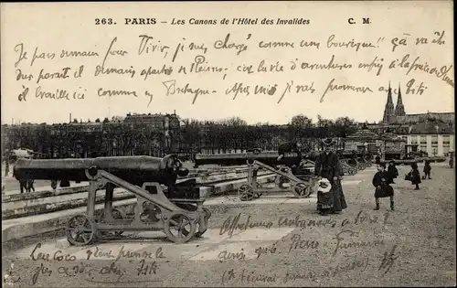 Ak Paris VII, Les Canons de l'Hotel des Invalides