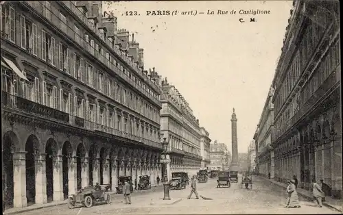 Ak Paris I Louvre, La Rue de Castiglione, Straßenansicht