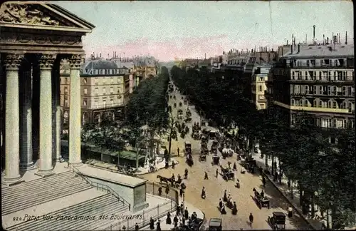 Ak Paris II Bourse, Panoramique des Boulevards