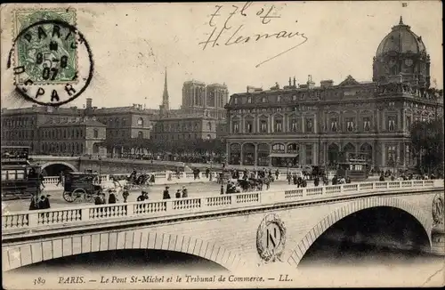 Ak Paris V, Le Pont St. Michel et le Tribunal de Commerce