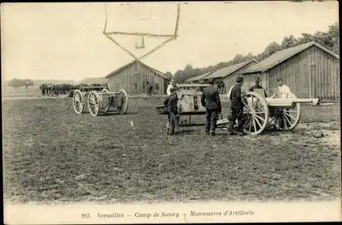 Ak Versailles Yvelines, Camp de Satory, Manouvres d'Artillerie