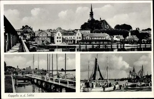 Ak Kappeln an der Schlei, Teilansicht, Hafen, Boote