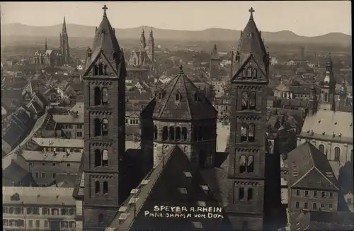 Foto Ak Speyer am Oberrhein Rheinland Pfalz, Panorama vom Dom, Blick über die Dächer der Stadt