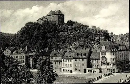 Ak Greiz im Vogtland, Teilansicht, Brücke