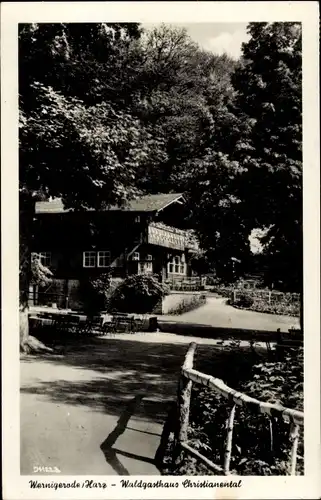 Ak Wernigerode am Harz, Waldgasthaus Christianental, Außenansicht