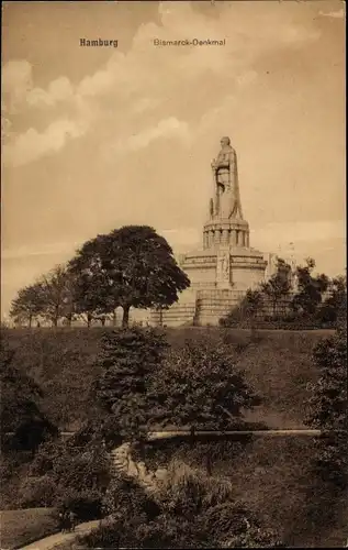 Ak Hamburg Mitte St. Pauli, Bismarck Denkmal