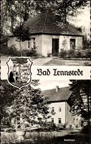 Ak Bad Tennstedt in Thüringen, Goethehaus, Badehaus, Wappen