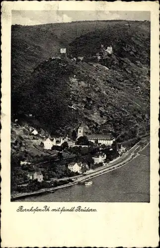 Ak Bornhofen am Rhein, mit feindlichen Brüdern, Panorama mit Burgen