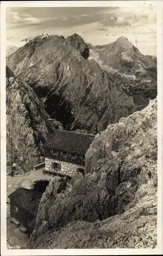 Ak Garmisch Partenkirchen in Oberbayern, Meilerhütte, Gebirgspanorama