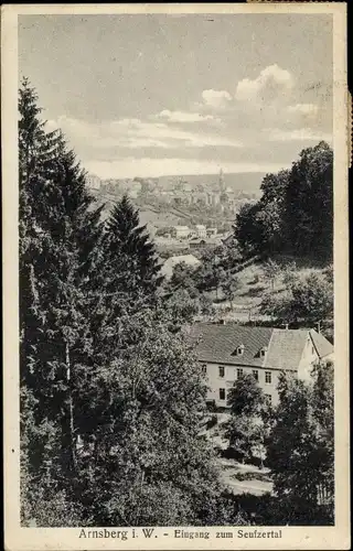 Ak Arnsberg im Sauerland, Eingang ins Seufzertal