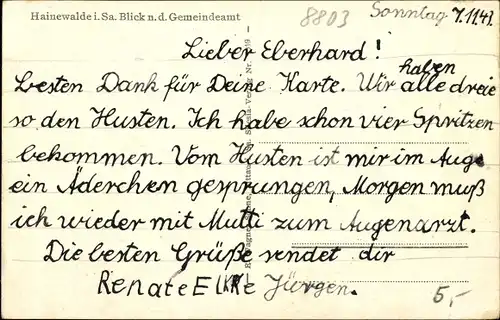 Ak Hainewalde Oberlausitz, Blick n.d. Gemeindeamt, Ortsansicht