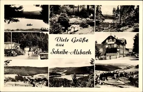 Ak Scheibe Alsbach Neuhaus am Rennweg Thüringen, See, Panorama, Teilansichten