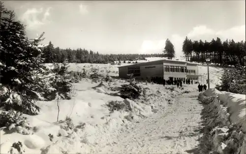 Ak Oberhof im Thüringer Wald, Schanzenbaude am Grenzadler, Schnee, Winterlandschaft