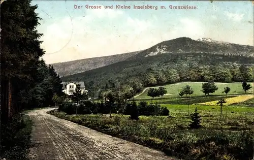 Ak Brotterode Trusetal in Thüringen, Der Große und Kleine Inselsberg mit Grenzwiese