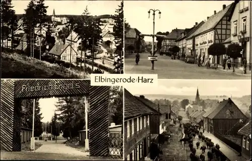 Ak Elbingerode Oberharz am Brocken, Straßenpartie, Viehtrieb durch den Ort, Eingang Friedrich Engels