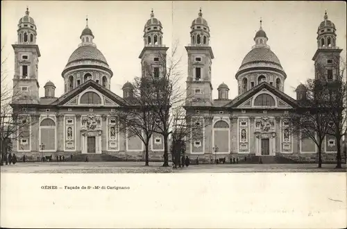 Stereo Ak Genova Genua Liguria, Facade de St. M. di Carignano