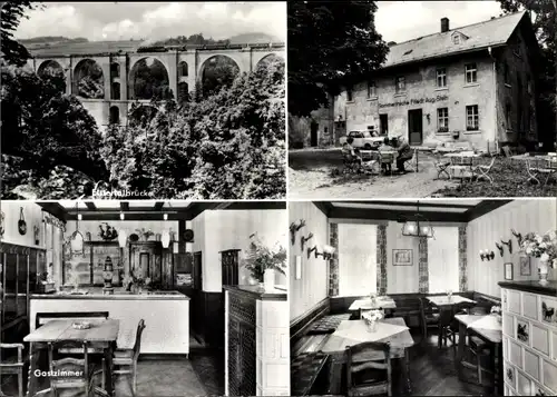 Ak Röttis Jößnitz Vogtland, Elbtal Brücke, Gasthaus Friedrich August Stein, Innenansichten